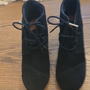 Toms Wedge Black Women's Ankle Boots